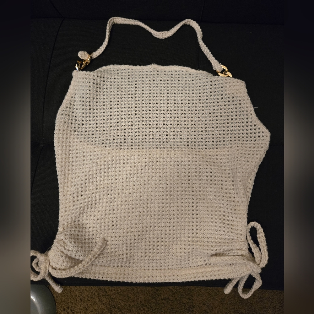 Elegant Knit Womens Top in Cream
